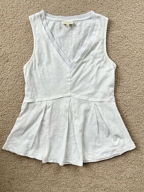 Anthropologie Deletta White V-Neck Peplum Tank